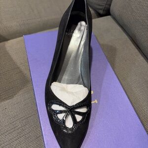 Stuart Weitzman Black Heels with Bow Accent